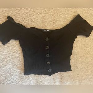 Black Crop Top - Off Shoulder